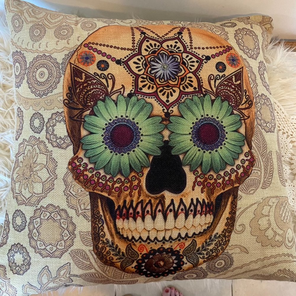 Sugar Skull Throw Pillow - Picture 4 of 7